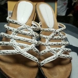 Size 10 WIDE white sandals